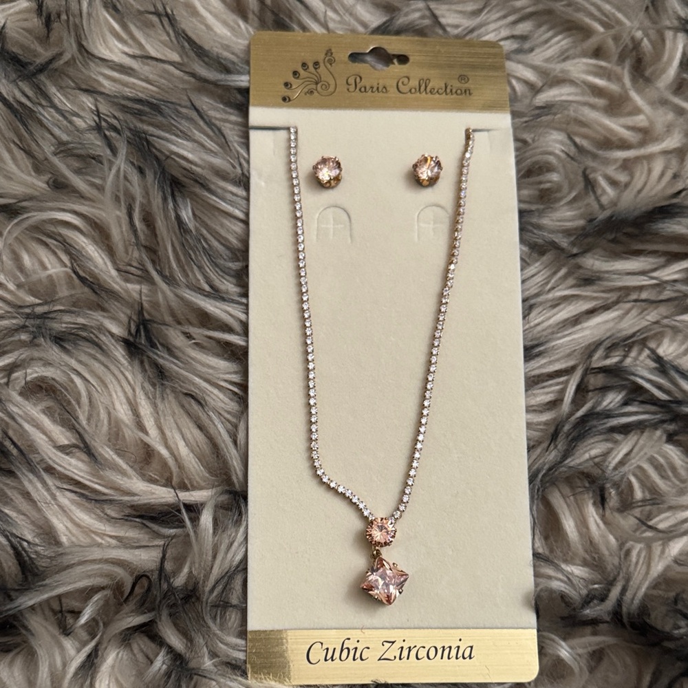 Rose Gold Necklace and Earring Set